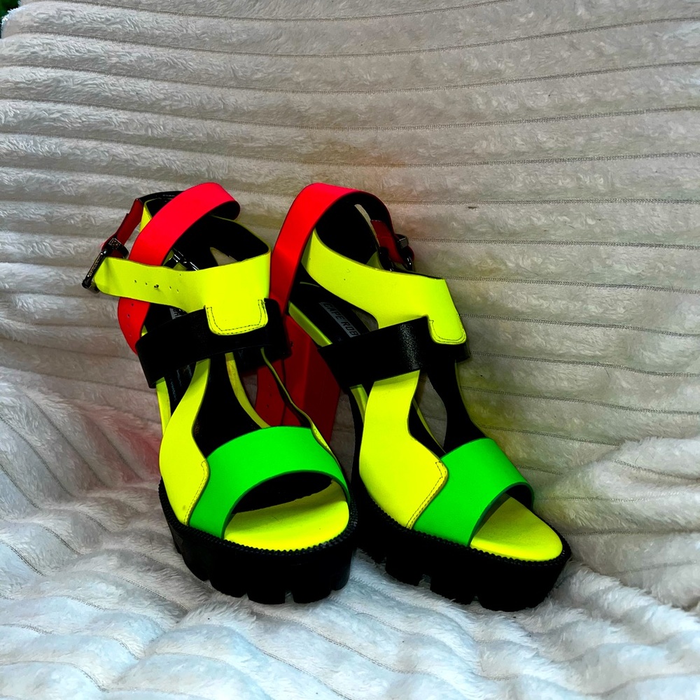 Neon rave chunky heels